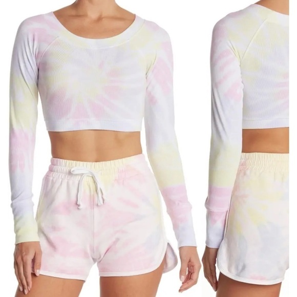 NWT ARX Lab Tie Dye Ribbed Knit Crop Top sz Large - Picture 1 of 3